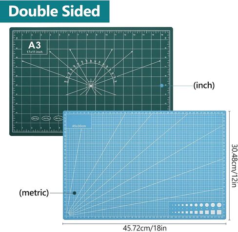 A3 Self Healing Cutting Mat Kit with Quilting Ruler & Craft Knife and 5 Replacement Blades, 12x18" Double Sided, For Sewing Quilting Craft DIY in Saudi Arabia