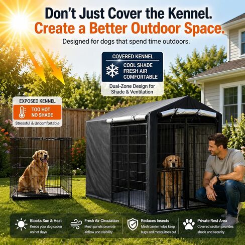 Outdoor Dog Kennel Cover 8’D x 4’W x 6’H, Heavy Duty Weather Cover Only in Saudi Arabia