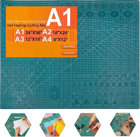 THMINS Self Healing Cutting Mat, 24 x 36 in, Green Cutting Mat,A1 in Kuwait