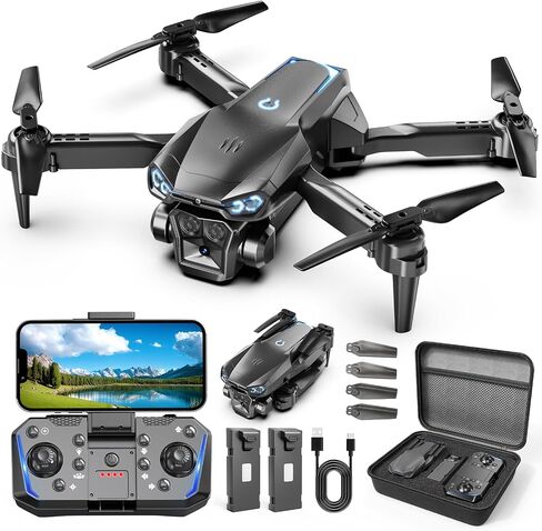 1080P Drone with Camera for Kids & Adults Beginners, Foldable FPV Quadcopter with One Key Takeoff/Landing, Gesture Control, 360° Flips, 2 Batteries, Toy Gift for Teen Boys and Girls in Kuwait