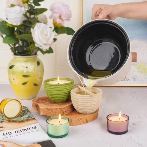 AOTOIE Candle Making Kit with Wax Melter, Soy Wax for Candle Making, DIY Candle Making Supplies, Starter Candle Kit for Women Adult Beginner, Included 1.1IB Natural Soy Wax with Wicks in Saudi Arabia