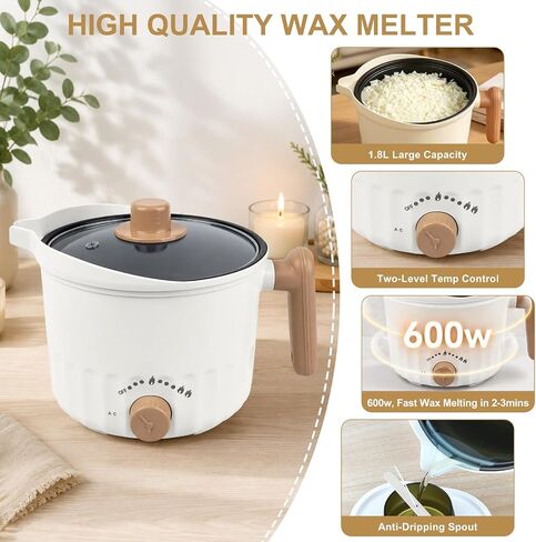 AOTOIE Candle Making Kit with Wax Melter, Soy Wax for Candle Making, DIY Candle Making Supplies, Starter Candle Kit for Women Adult Beginner, Included 1.1IB Natural Soy Wax with Wicks in Saudi Arabia