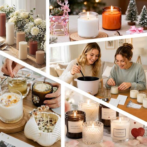 AOTOIE Candle Making Kit with Wax Melter, Soy Wax for Candle Making, DIY Candle Making Supplies, Starter Candle Kit for Women Adult Beginner, Included 1.1IB Natural Soy Wax with Wicks in Saudi Arabia