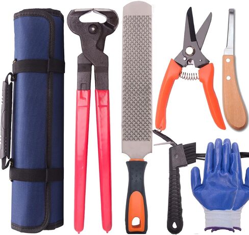 LONG RIVER Horse Farrier Hoof Tool Kit（7 Piece） with Carry Bag Horse Equine Metal Shears Farriers Hoof Nipper Cutter Handle Knife Stable Supplies Professional Hoof Trimming Tools in Kuwait
