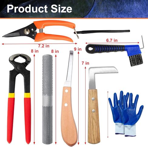 8 inch Farrier Tools Kit (8 Piece) Horse Goat Hoof Trimmers Carbon Steel Nippers Shears Nail Clipper, Mini Rasp, Hoof Trimming Cutter Knife, File for Pig Sheep Donkey Equine Supplies With Storage Bag in Saudi Arabia