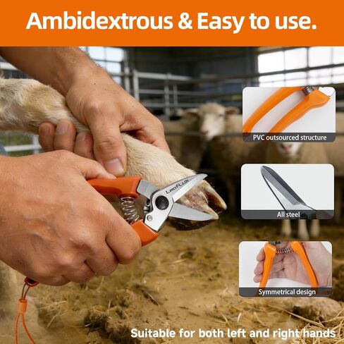 LeafLux 7-Inch Goat Hoof Trimmers Multi-Purpose – SK5 Carbon Steel Hoof Shears with Wrist Lanyard for Goat, Sheep, Alpacas Trimming & Tree Pruning, One-Hand Operation with Spare Spring Included|LFX140 in Saudi Arabia