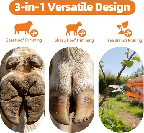 LeafLux 7-Inch Goat Hoof Trimmers Multi-Purpose – SK5 Carbon Steel Hoof Shears with Wrist Lanyard for Goat, Sheep, Alpacas Trimming & Tree Pruning, One-Hand Operation with Spare Spring Included|LFX140 in Saudi Arabia
