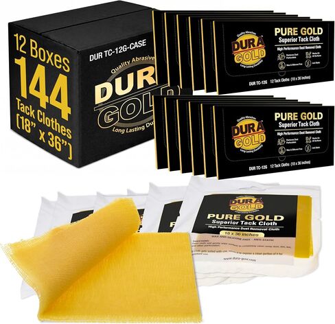 Dura-Gold - قطعة قماش ذهبية نقية ممتازة (عبوة من 12 قطعة)، أعمال النجارة، طلاء السيارات، طلاء الجسم التلقائي من القماش، أقمشة الرسامين، خرق الغبار، خرق البقع، وسادات تلطيخ الخشب، أقمشة تاك، منشفة مبتذلة in Kuwait