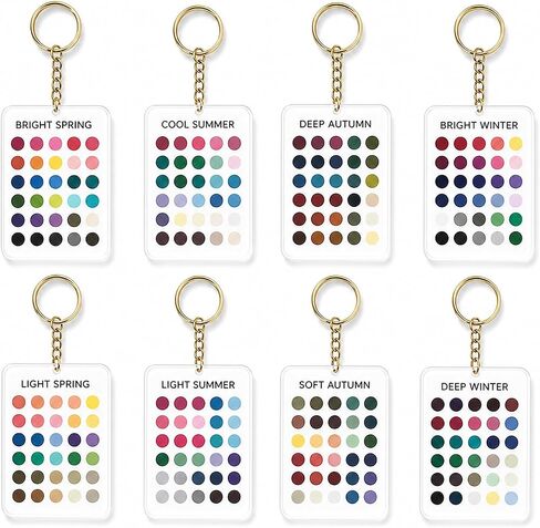 aadwiwk 8PCS Soft Autumn Color Palette Card, Seasonal Colors Analysis Swatches Keychain, Colors Swatches Color Analysis, Personal Style Development, Fashion Accessory Coordination in Kuwait
