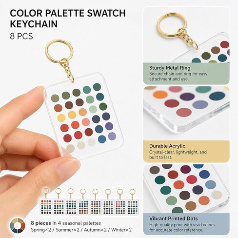 aadwiwk 8PCS Soft Autumn Color Palette Card, Seasonal Colors Analysis Swatches Keychain, Colors Swatches Color Analysis, Personal Style Development, Fashion Accessory Coordination in Kuwait