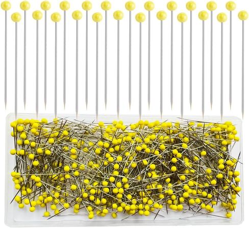 Sunenlyst 500 PCS Straight Pins, 1.75IN Quilting Pins Long Yellow Glass Ball Head Sewing Pins for Fabric, Stainless Steel Dressmaker for Sewing, Crafts, Jewelry Making, DIY in Kuwait