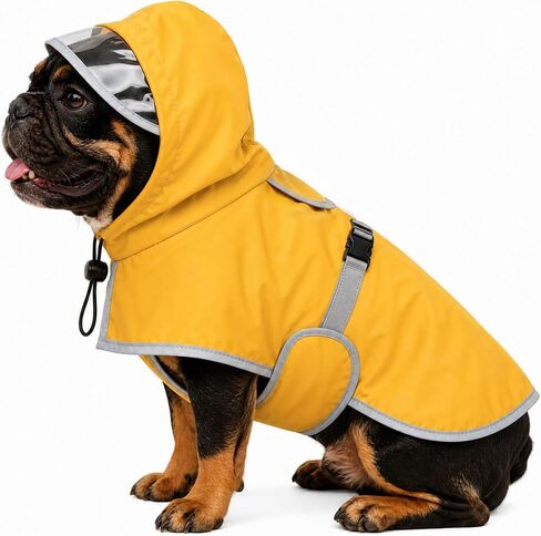 Dog Raincoat Waterproof Reflective Adjustable Hooded Windproof Jacket, S in Saudi Arabia