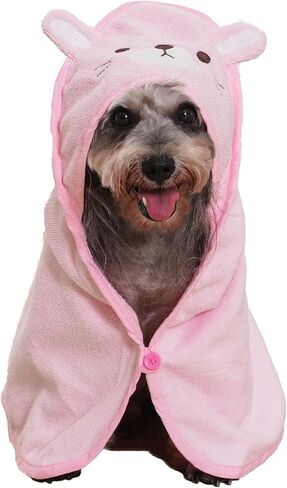 Dog Hooded Bathrobe Towel Fast Drying Absorbent Bath Warm Blanket in Kuwait