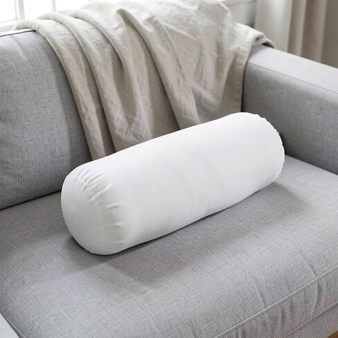 Cylindrical Bolster Pillow Insert, White Sofa Cushion Form for Relaxation in Kuwait