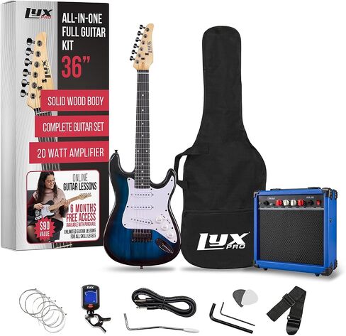 LyxPro Left Hand 36 Inch Electric Guitar and Kit for Lefty Kids with 3/4 Size Beginner’s Guitar, Amp, Six Strings, Two Picks, Shoulder Strap, Digital Clip On Tuner, Cable and Soft Case Gig Bag - Red in Kuwait