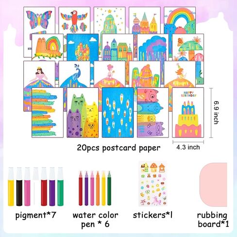 Upgrade Rainbow Scratch Art Set, 20 Premium Sheets, 7 Color Tools, Stickers in Kuwait