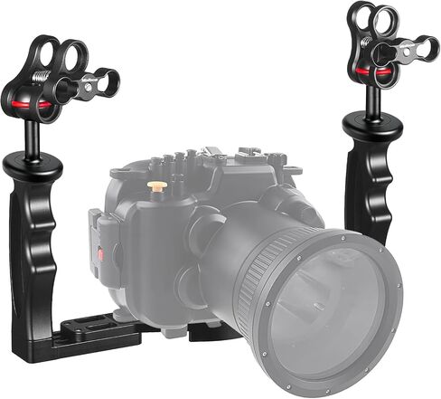 MINIFOCUS Underwater Camera Handle Tray Bracket, Dual Handle Extendable Aluminum Alloy Video Stabilizer Holder with 2 1'' Ball Clamp Mount for Underwater Camera Diving Housings in Kuwait