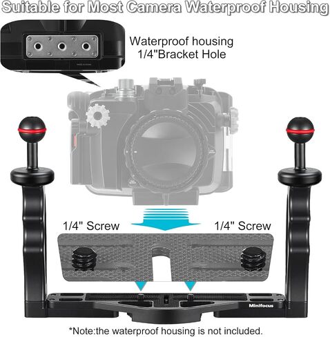 MINIFOCUS Underwater Camera Handle Tray Bracket, Dual Handle Extendable Aluminum Alloy Video Stabilizer Holder with 2 1'' Ball Clamp Mount for Underwater Camera Diving Housings in Kuwait