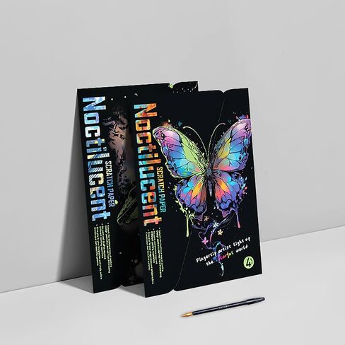 8-Sheet Glow in the Dark Scratch Art for Adults & Teens, A4 Rainbow Animals in Kuwait