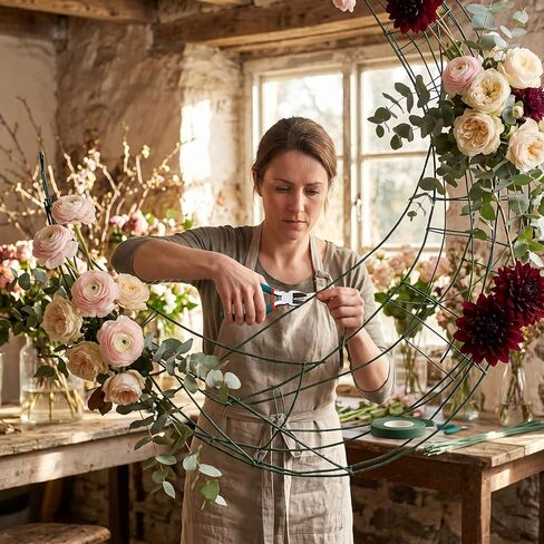 Heavy Duty Floral Arrangement Kit with 12 Gauge Stem Wire & 22 Gauge Paddle Wire – 4 Rolls Floral Tape, Wire Cutter, Florist Supplies for Large Bouquets, Wreath Making, Wedding Decor & DIY Crafts in Kuwait