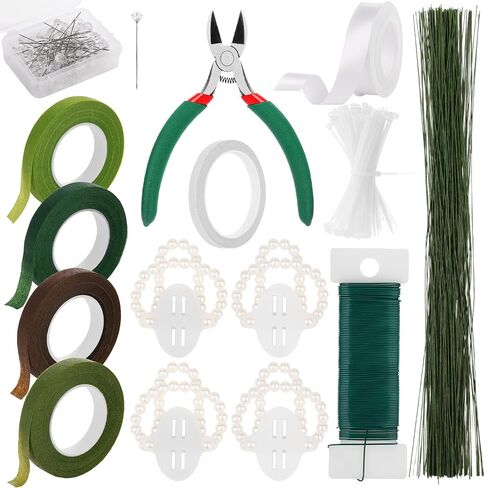 MAPVOLUT 262-Piece Floral Tape & Wire Kit - Professional Florist Supplies for Bouquets, Corsages, Wreath Making | Includes Green Floral Tape, Florist Wire for Wedding DIY, Mother's Day Bouquet in Saudi Arabia