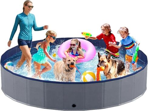 Niubya Foldable Dog Pool, Collapsible Plastic Dog Swimming Pool, 80x12in in Saudi Arabia