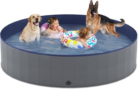 Niubya Foldable Dog Pool, Collapsible Plastic Dog Swimming Pool, 80x12in in Saudi Arabia