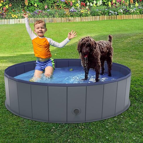 Niubya Foldable Dog Pool, Collapsible Plastic Dog Swimming Pool, 80x12in in Saudi Arabia