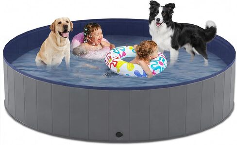 Niubya Foldable Dog Pool, Collapsible Plastic Dog Swimming Pool, 80x12in in Saudi Arabia