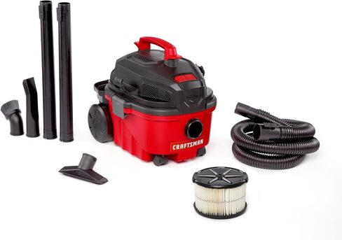 CRAFTSMAN CMXEVBE17040 4 جالون 5.0 ذروة HP رطب/جاف، مكنسة كهربائية محمولة مع ملحقات، أحمر in Kuwait