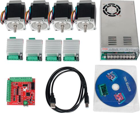 CNCTOPBAOS 3 Axis Nema23 Stepper Motor 270oz-in 76mm 3A+TB6600 Driver 10-45V 4.5A+4 Axis USB Mach3 Control Board Motion Card+350W 24V DC Switching Power Supply CNC Router Controller Kit in Kuwait