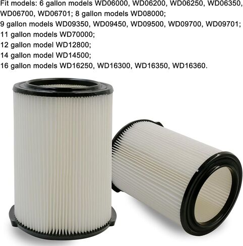 عبوتان من مرشح VF4000 للمكانس الكهربائية Ridgid 72947 Standard Wet Dry Vac 5-20 جالون + 4 أكياس فلتر VF3502 متوافقة مع مكانس Ridgid 12-16 جالون الكهربائية الرطبة والجافة (6 عبوات) in Kuwait