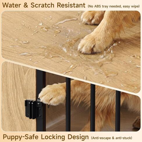 ONBRILL 74" Double Dog Crate Furniture TV Stand for Large Dogs, Natural Oak in Saudi Arabia