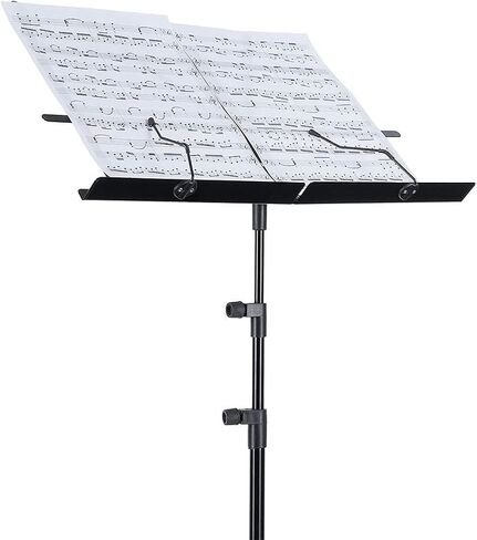 EASTROCK Folding Music Sheet Stand 2 in 1 Dual-Use Portable Music Stand Lightweight with Carrying Bag, Metal Music Stand Foldable with Music Sheet Holder Suitable for Instrumental Performance in Kuwait