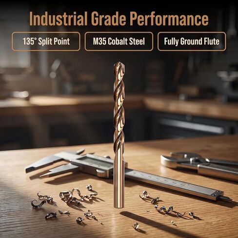 LudoPam 11/64 Inch Cobalt Drill Bit Set, M35 HSS Twist Jobber Length for Hardened Metal, Stainless Steel, Cast Iron, Pack of 10 in Kuwait