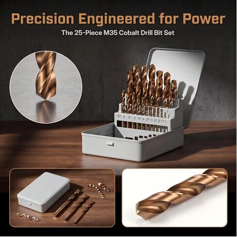 LudoPam 11/64 Inch Cobalt Drill Bit Set, M35 HSS Twist Jobber Length for Hardened Metal, Stainless Steel, Cast Iron, Pack of 10 in Kuwait