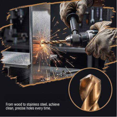 LudoPam 11/64 Inch Cobalt Drill Bit Set, M35 HSS Twist Jobber Length for Hardened Metal, Stainless Steel, Cast Iron, Pack of 10 in Kuwait