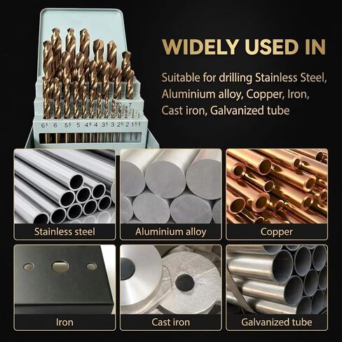 LudoPam 11/64 Inch Cobalt Drill Bit Set, M35 HSS Twist Jobber Length for Hardened Metal, Stainless Steel, Cast Iron, Pack of 10 in Kuwait