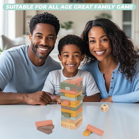 WOODENFUN Wooden Blocks Stacking Games, 48PCS Tumbling Stacking Blocks Game in Saudi Arabia