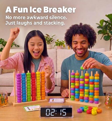 Toywoo Wooden Giant Color Matching & Stacking Game - Fast-Paced Family Challenge Board Game for Kids & Adults, Screen-Free Brain Teaser Puzzle for Game Night & Educational Play in Kuwait