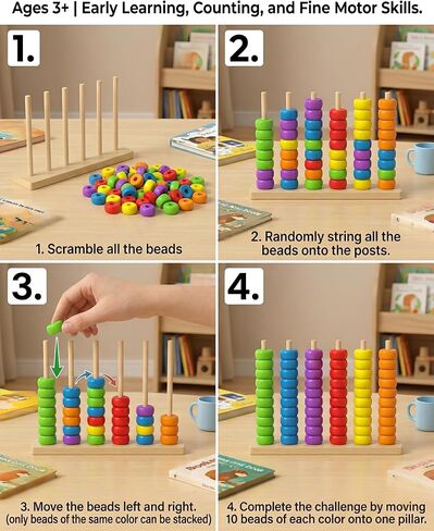 Toywoo Wooden Giant Color Matching & Stacking Game - Fast-Paced Family Challenge Board Game for Kids & Adults, Screen-Free Brain Teaser Puzzle for Game Night & Educational Play in Kuwait
