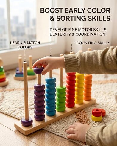 Toywoo Wooden Giant Color Matching & Stacking Game - Fast-Paced Family Challenge Board Game for Kids & Adults, Screen-Free Brain Teaser Puzzle for Game Night & Educational Play in Kuwait