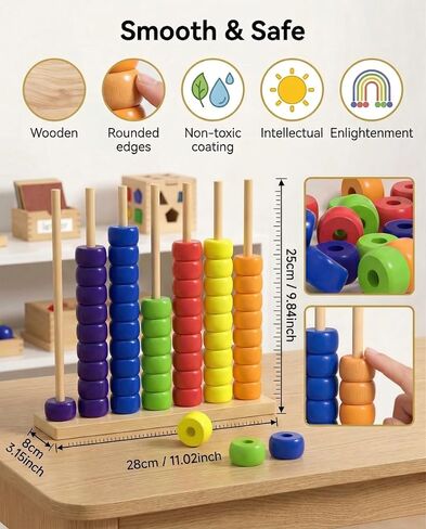 Toywoo Wooden Giant Color Matching & Stacking Game - Fast-Paced Family Challenge Board Game for Kids & Adults, Screen-Free Brain Teaser Puzzle for Game Night & Educational Play in Kuwait