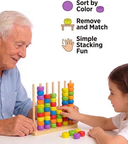 Toywoo Wooden Giant Color Matching & Stacking Game - Fast-Paced Family Challenge Board Game for Kids & Adults, Screen-Free Brain Teaser Puzzle for Game Night & Educational Play in Kuwait