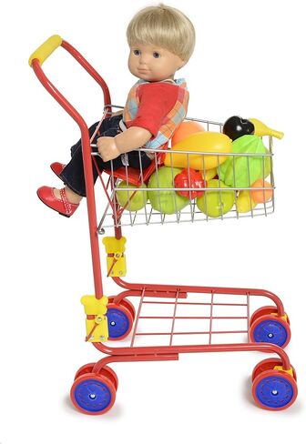 Shop 'N' Go Toy Shopping Cart for Kids and Toddler - Includes Food - Folds for Easy Storage - with Sturdy Metal Frame Pretend Play Food Role Play, Educational Toy - with 36 pc Play-Food and in Kuwait
