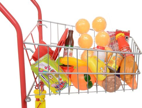 Shop 'N' Go Toy Shopping Cart for Kids and Toddler - Includes Food - Folds for Easy Storage - with Sturdy Metal Frame Pretend Play Food Role Play, Educational Toy - with 36 pc Play-Food and in Kuwait