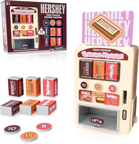 Lollipop - Hershey Mini Vending Machine Toy for Kids – Pretend Play Snack and Candy Dispenser with Push Button Action – Includes 3 Coins and 6 Pretend Treats in Kuwait