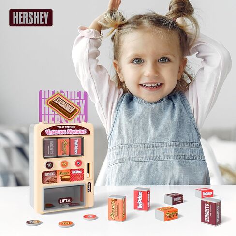 Lollipop - Hershey Mini Vending Machine Toy for Kids – Pretend Play Snack and Candy Dispenser with Push Button Action – Includes 3 Coins and 6 Pretend Treats in Kuwait