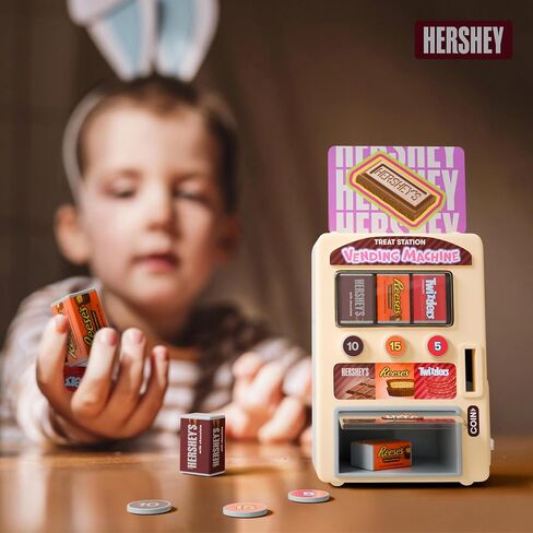 Lollipop - Hershey Mini Vending Machine Toy for Kids – Pretend Play Snack and Candy Dispenser with Push Button Action – Includes 3 Coins and 6 Pretend Treats in Kuwait