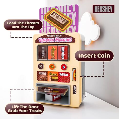 Lollipop - Hershey Mini Vending Machine Toy for Kids – Pretend Play Snack and Candy Dispenser with Push Button Action – Includes 3 Coins and 6 Pretend Treats in Kuwait